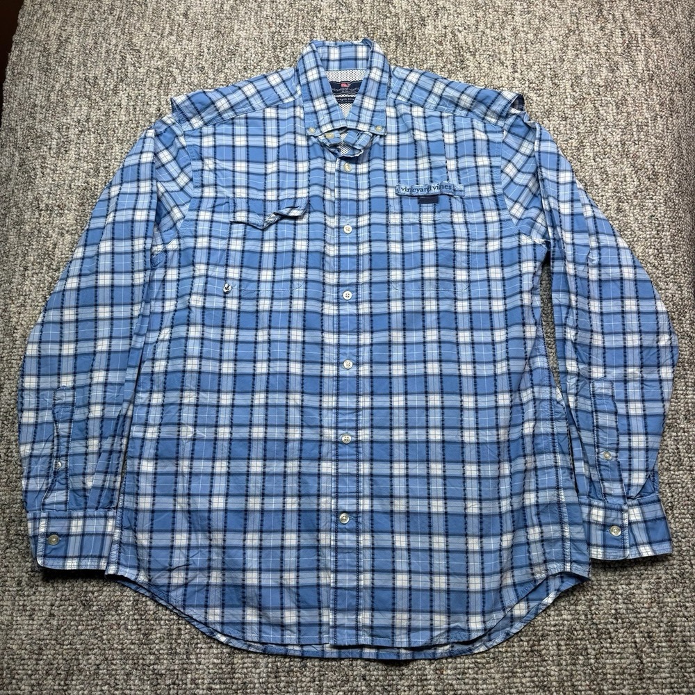 Vineyard Vines Harbor Shirt Mens Medium Plaid Vented Long Sleeve Button Down
